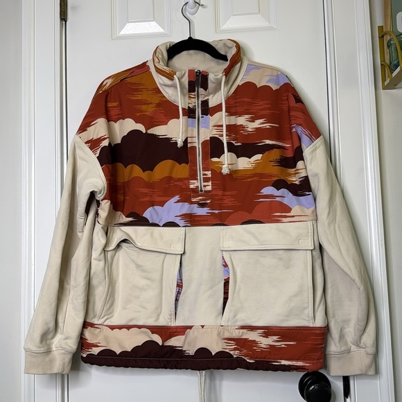 Free People Movement Cream and Red Utility Jacket with Stand-Up Collar - Picture 6 of 11